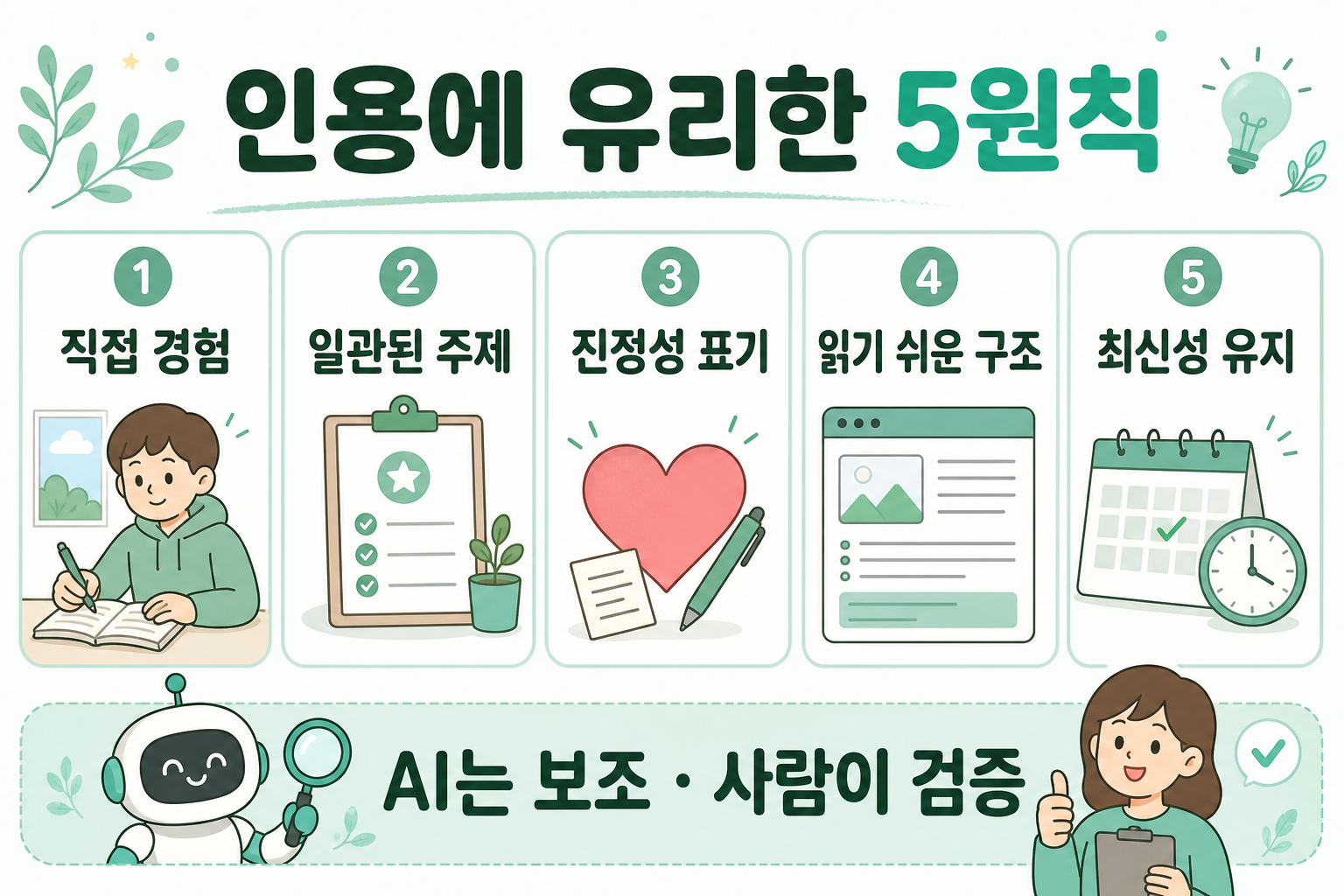 네이버 AI 콘텐츠 5원칙을 정리한 인포그래픽