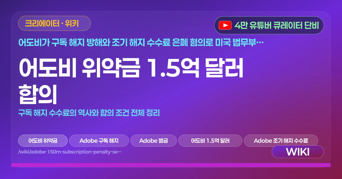 어도비 위약금 1.5억 달러 합의 | 구독 해지 수수료의 역사와 합의 조건 전체 정리