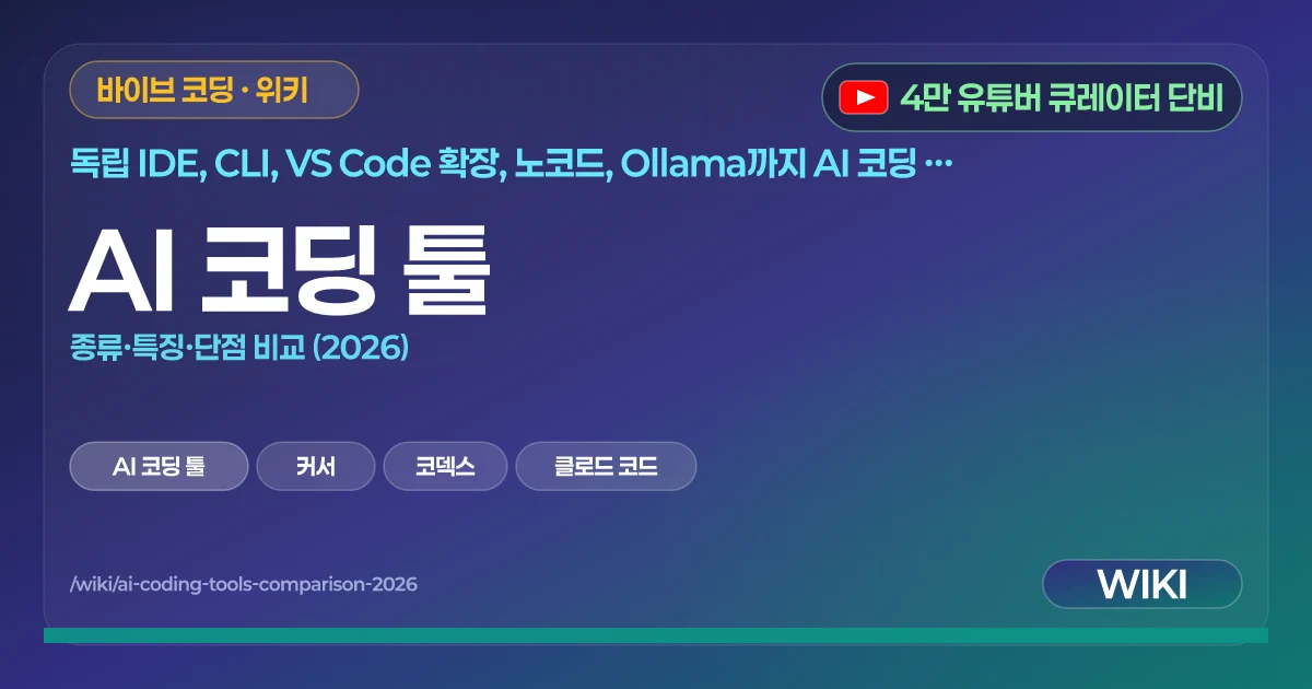 AI 코딩 툴 | 종류·특징·단점 비교 (2026)