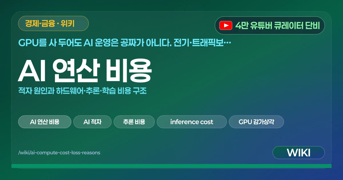 AI 연산 비용 | 적자 원인과 하드웨어·추론·학습 비용 구조