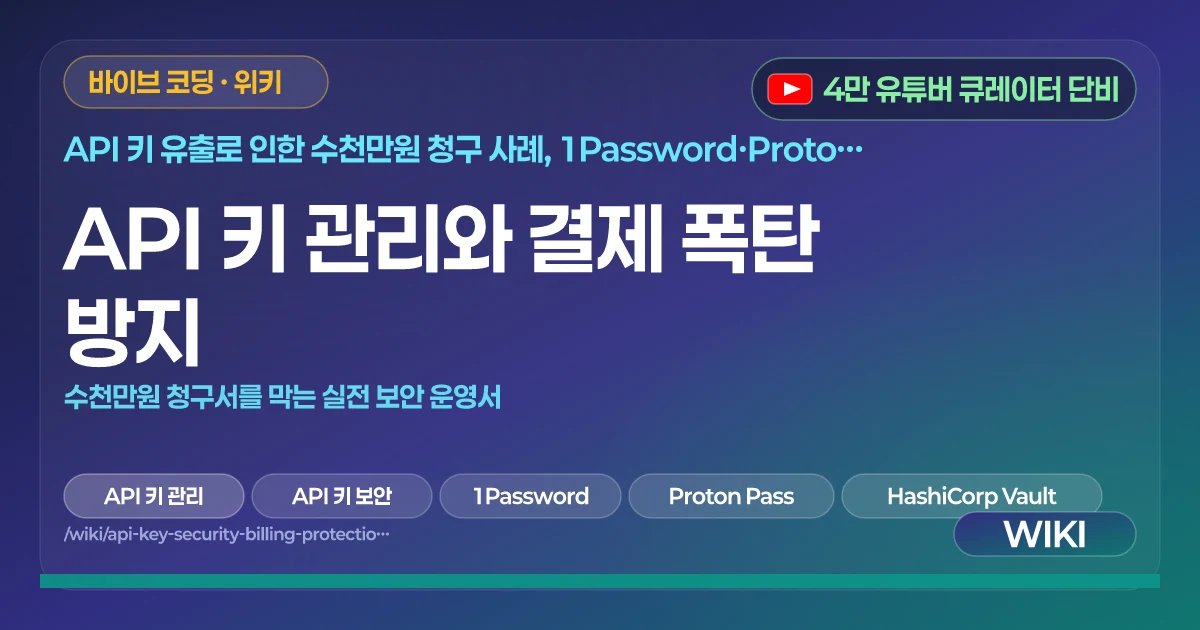 API 키 관리와 결제 폭탄 방지 | 수천만원 청구서를 막는 실전 보안 운영서