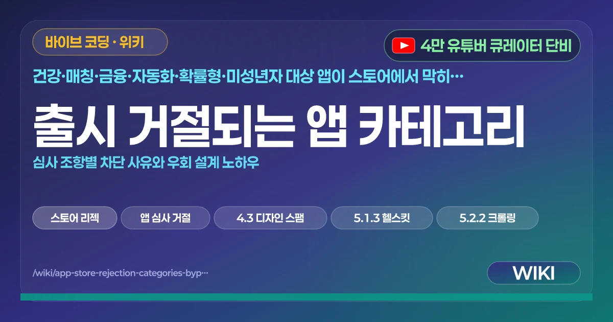 출시 거절되는 앱 카테고리 | 심사 조항별 차단 사유와 우회 설계 노하우