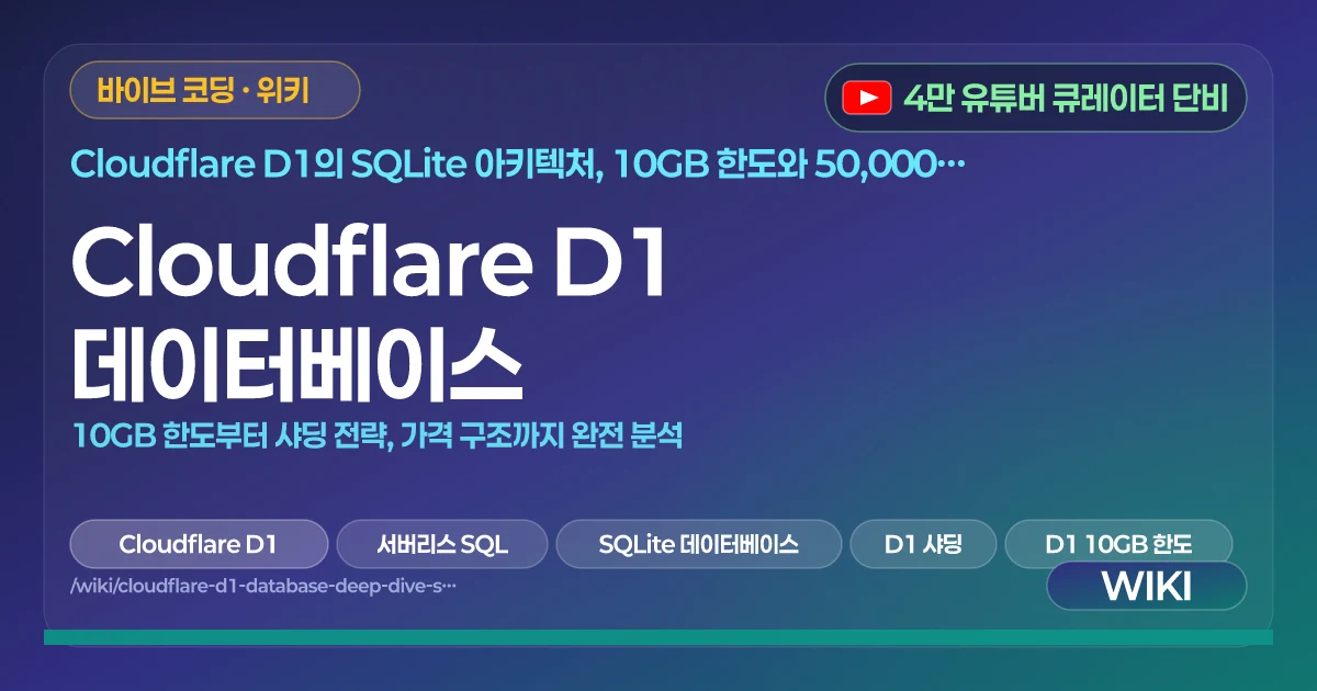 Cloudflare D1 데이터베이스 | 10GB 한도부터 샤딩 전략, 가격 구조까지 완전 분석