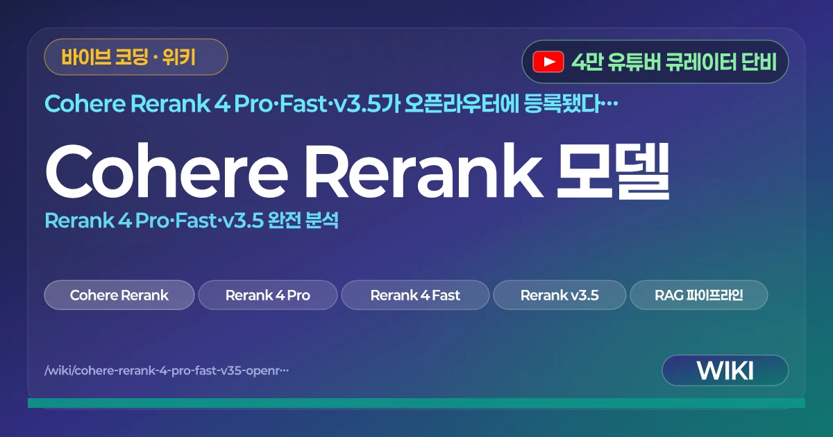 Cohere Rerank 모델 | Rerank 4 Pro·Fast·v3.5 완전 분석