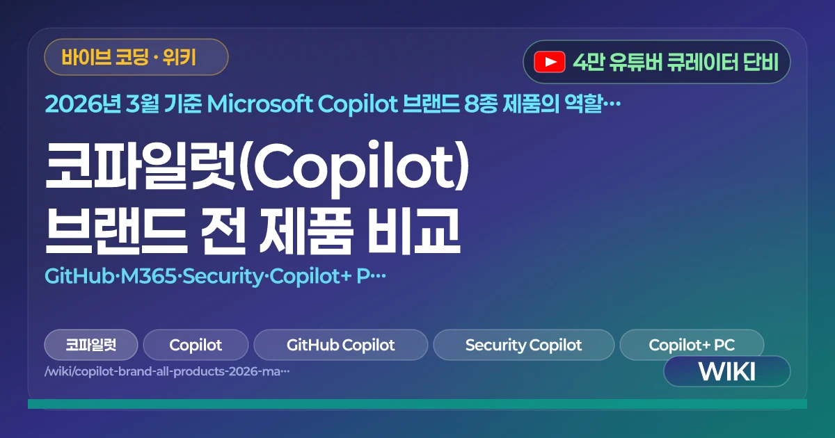 코파일럿(Copilot) 브랜드 전 제품 비교 | GitHub·M365·Security·Copilot+ PC 기능·모델·요금 2026년 3월 기준