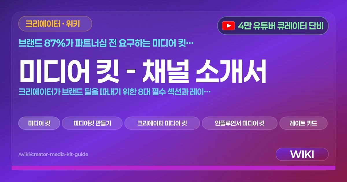 미디어 킷 - 채널 소개서 | 크리에이터가 브랜드 딜을 따내기 위한 8대 필수 섹션과 레이트 카드 설계법