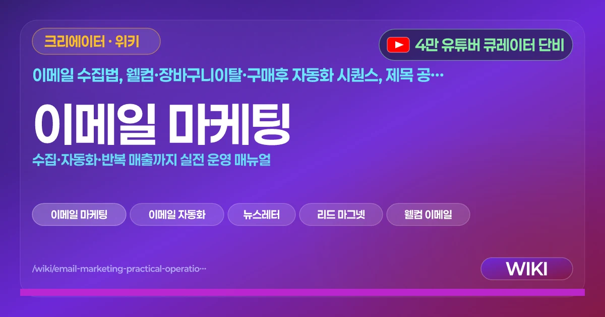 이메일 마케팅 | 수집·자동화·반복 매출까지 실전 운영 매뉴얼