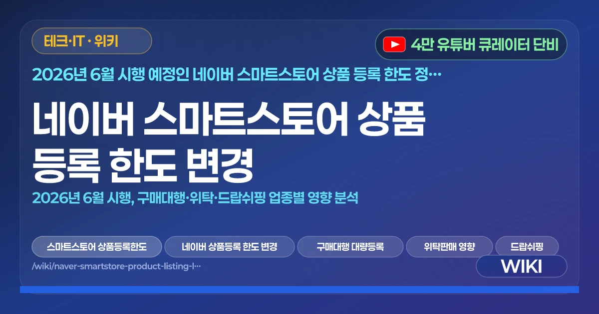 네이버 스마트스토어 상품 등록 한도 변경 | 2026년 6월 시행, 구매대행·위탁·드랍쉬핑 업종별 영향 분석