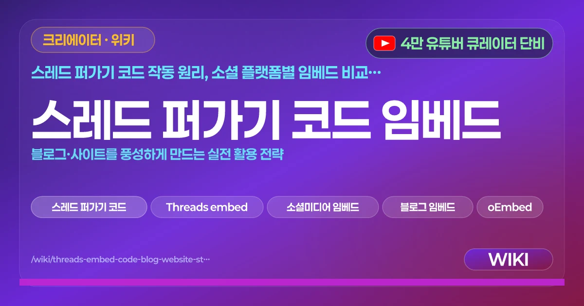 스레드 퍼가기 코드 임베드 | 블로그·사이트를 풍성하게 만드는 실전 활용 전략