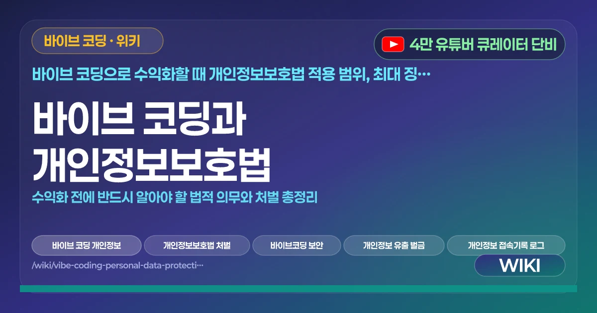 바이브 코딩과 개인정보보호법 | 수익화 전에 반드시 알아야 할 법적 의무와 처벌 총정리