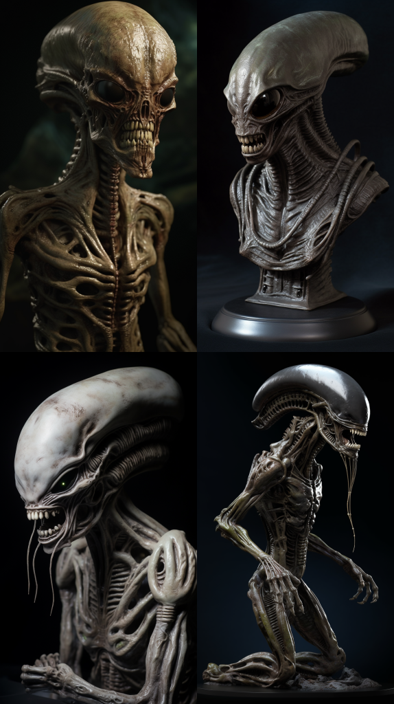 [ 미드저니 에일리언 ] 에일리언 시리즈의 그 에일리언 14종 (Xenomorph / 제노모프), 프로메테우스, 괴물, 몬스터, 외계생명체, 외계인