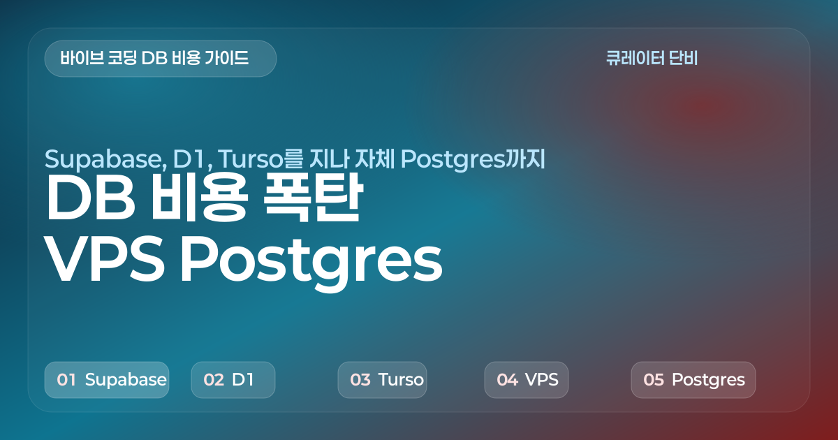 바이브 코딩 데이터베이스 선택 가이드: Supabase, D1, Turso, MongoDB 찍고 VPS Postgres까지 온 이유